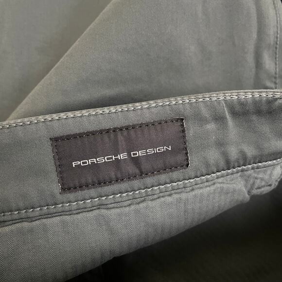 Porsche Design Mens Pants 48 32x32 Green Chino Trousers Flat Front Casual Cotton - Picture 10 of 12